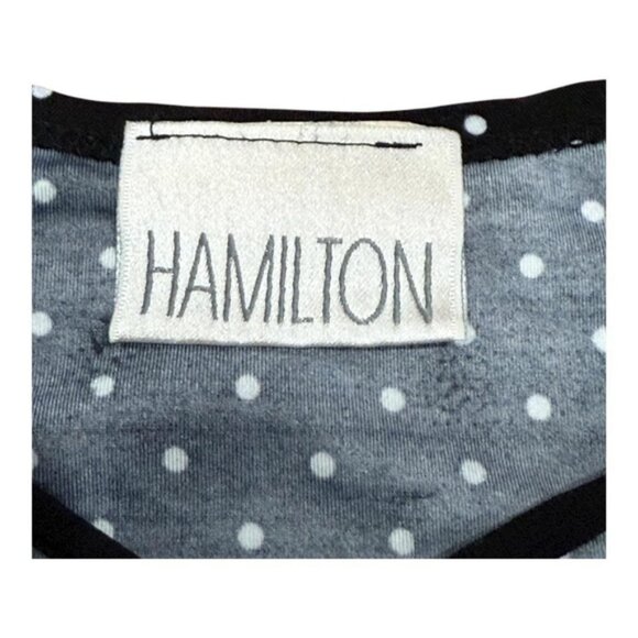 Hamilton Shirt Womens 3X Black White Polka Dot Short Sleeve Ring Keyhole GO-1079 - Picture 4 of 6